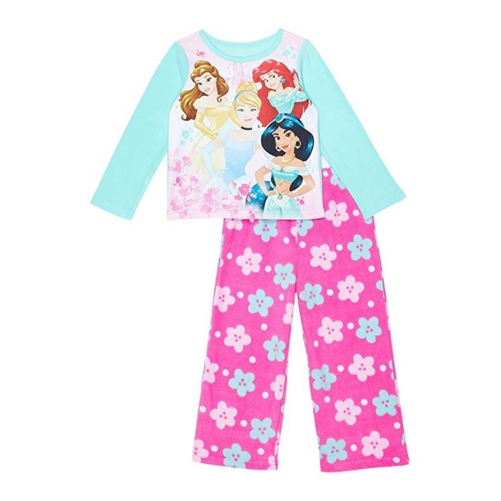 Favorite Characters Pajama Set Girls 4T Pink Aqua Disney Princess Fleece PJ